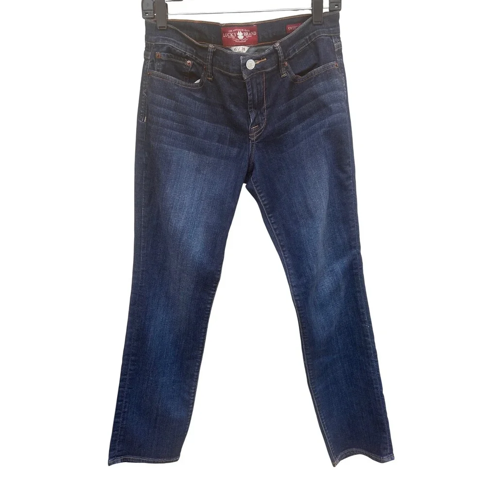 Lucky Brand Sweet N Straight Ankle Jeans‎ Dark Wash Blue Denim 6/28 Mid Rise